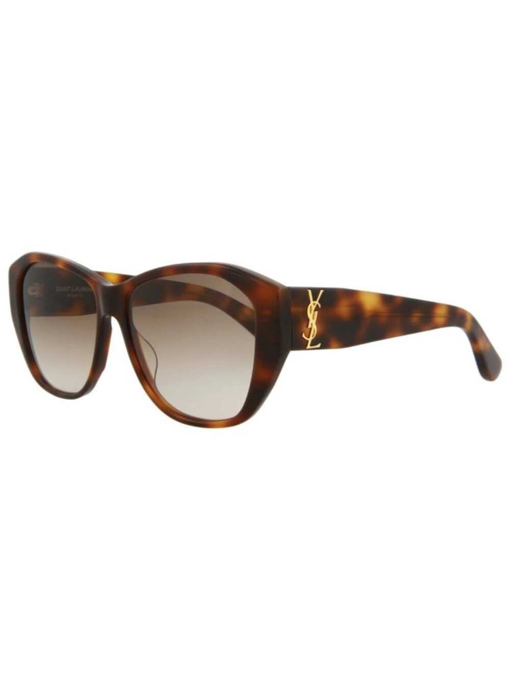New Saint Laurent Women's Sunglasses Round Oval Acetate Frame Avana Avana Brown